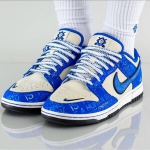 Nike Blue and White Jackie Robinson Low Dunk Shoes